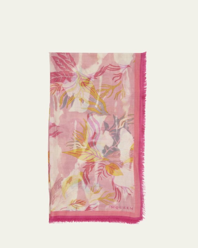 Hawaiin-Inspired Floral-Print Silk Scarf